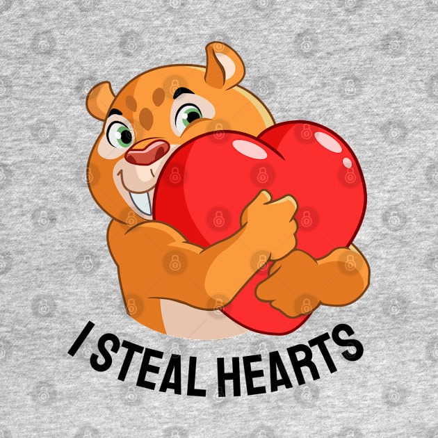 I steal hearts, friendly sabertooth tiger with qoute by Yurko_shop